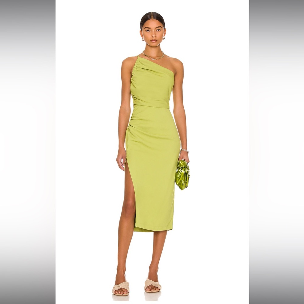 *NEW* The Sei Asymmetric Gathered Dress in ‘Kiwi’ Green, NWT
